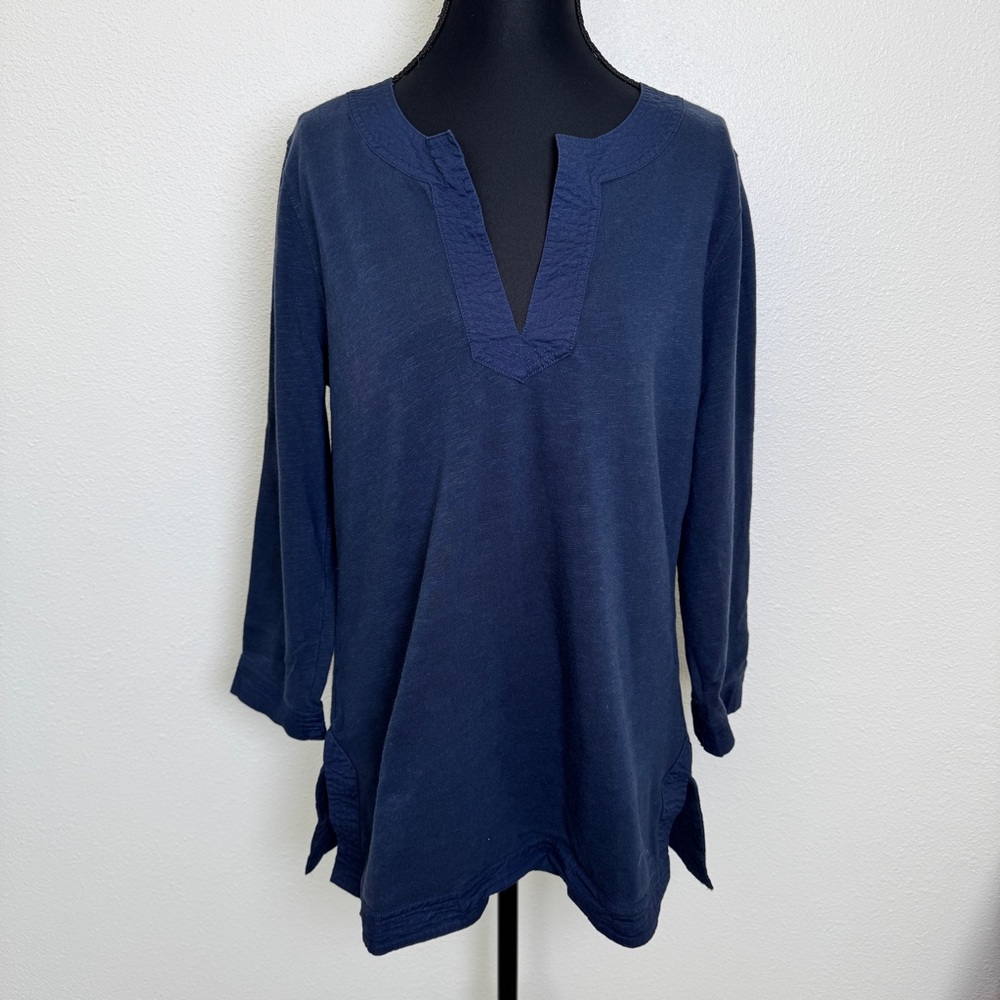 Vineyard Vines 100% Cotton Navy‎ 3/4 Sleeve Tunic Top Medium
